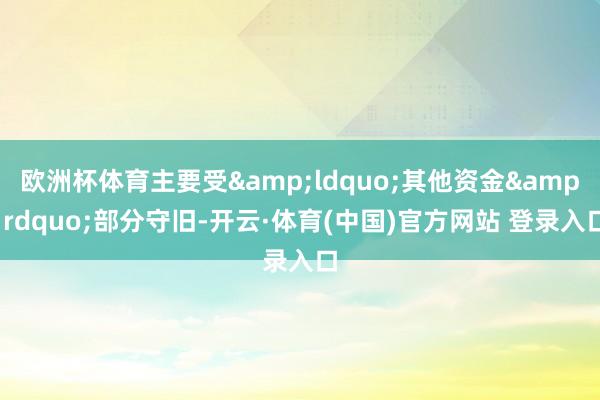 欧洲杯体育主要受&ldquo;其他资金&rdquo;部分守旧-开云·体育(中国)官方网站 登录入口